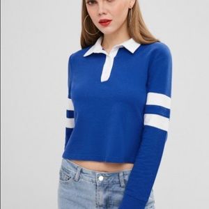 ZAFUL Half Button Striped Sweatshirt